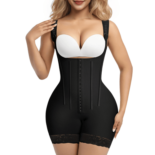 Faja de control del abdomen con 6 varillas de acero y ganchos, bodysuit con levantamiento de glúteos