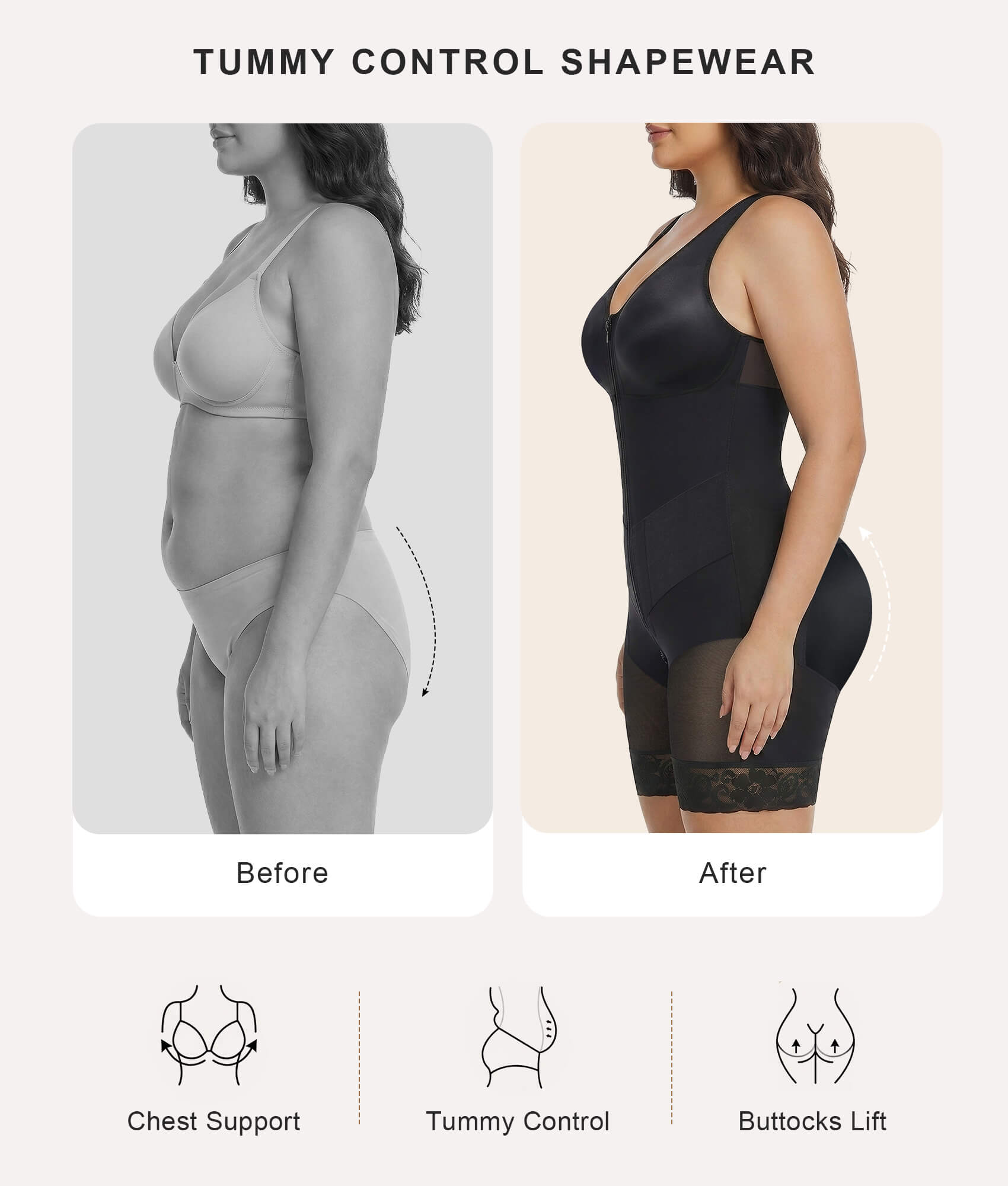 Faja de cuerpo entero con control de abdomen mejorado